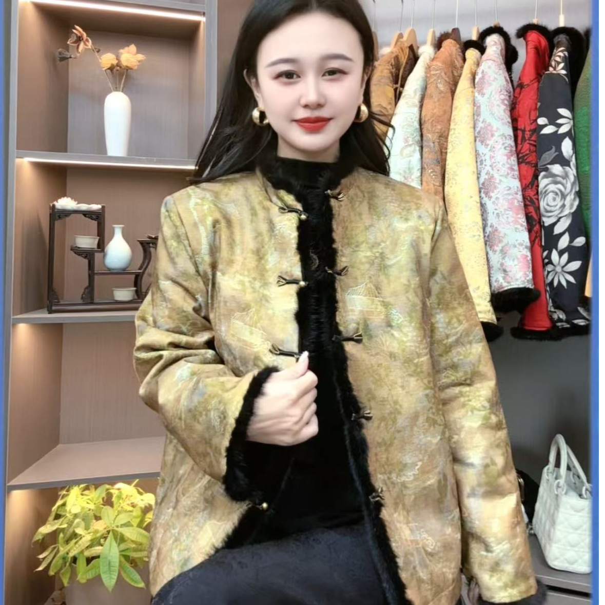 新款气质国风保暖两面穿水貂皮毛一体加厚冬季柔软保暖S010