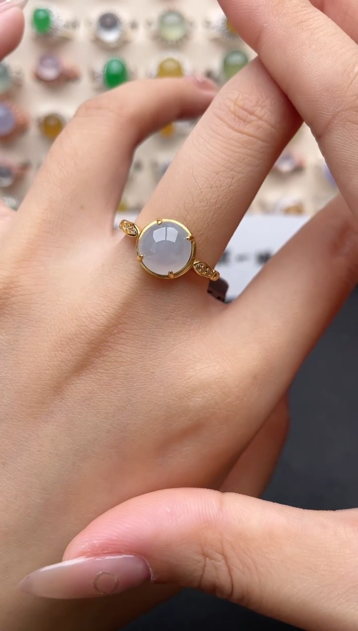 【闪购商品】翡翠戒指银S925镶嵌一物一证一礼盒