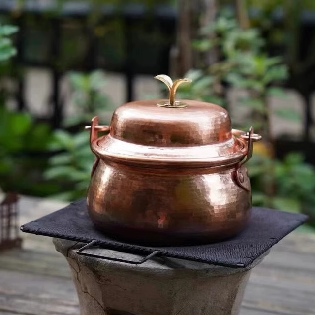 提梁蘑菇摘豆芽摘迷你铜锅一人食汤锅韩式泡面锅洋芋焖饭家用