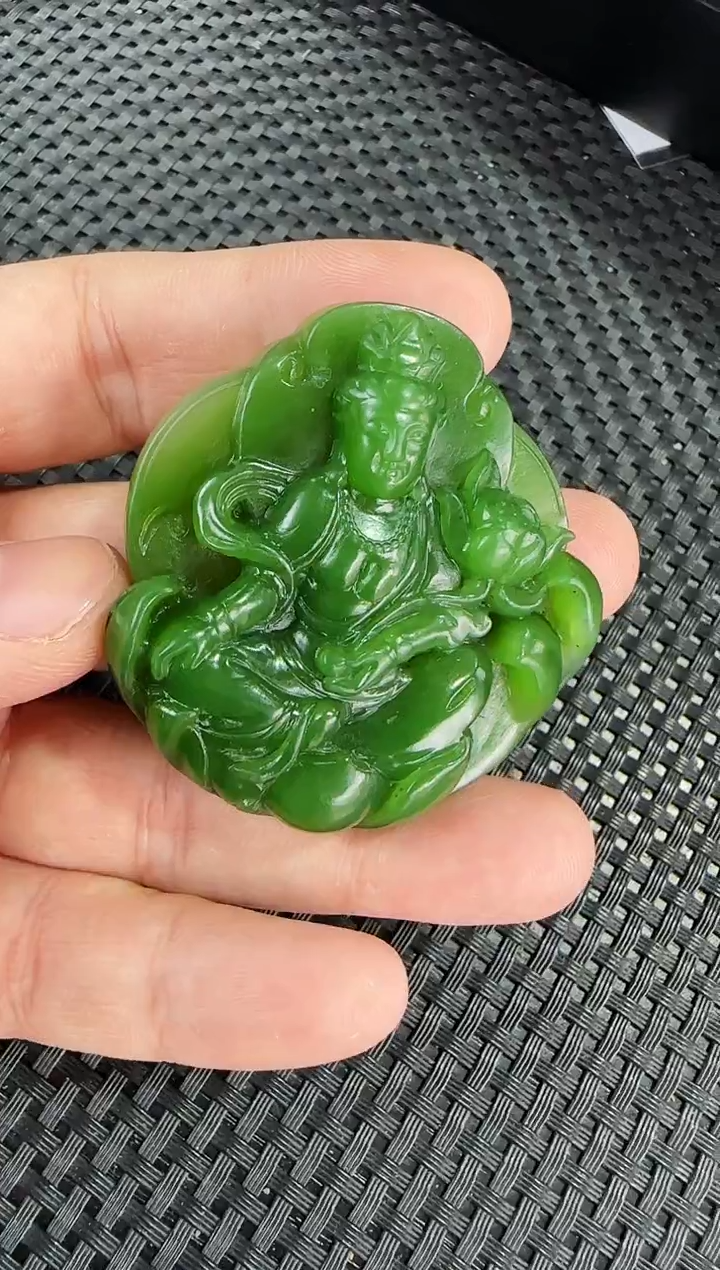 【闪购商品】和田玉（碧玉）吊坠未镶嵌老工老俄料粉绿