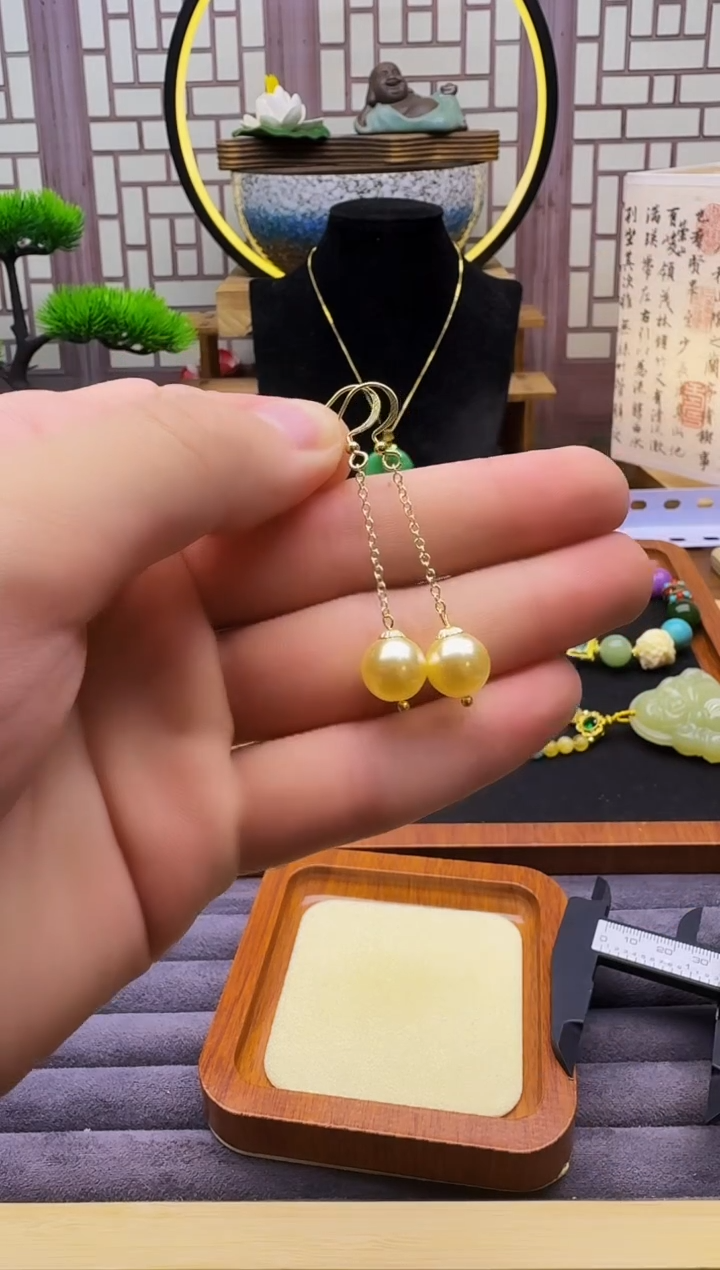 14K金镶嵌淡水珍珠耳饰E324