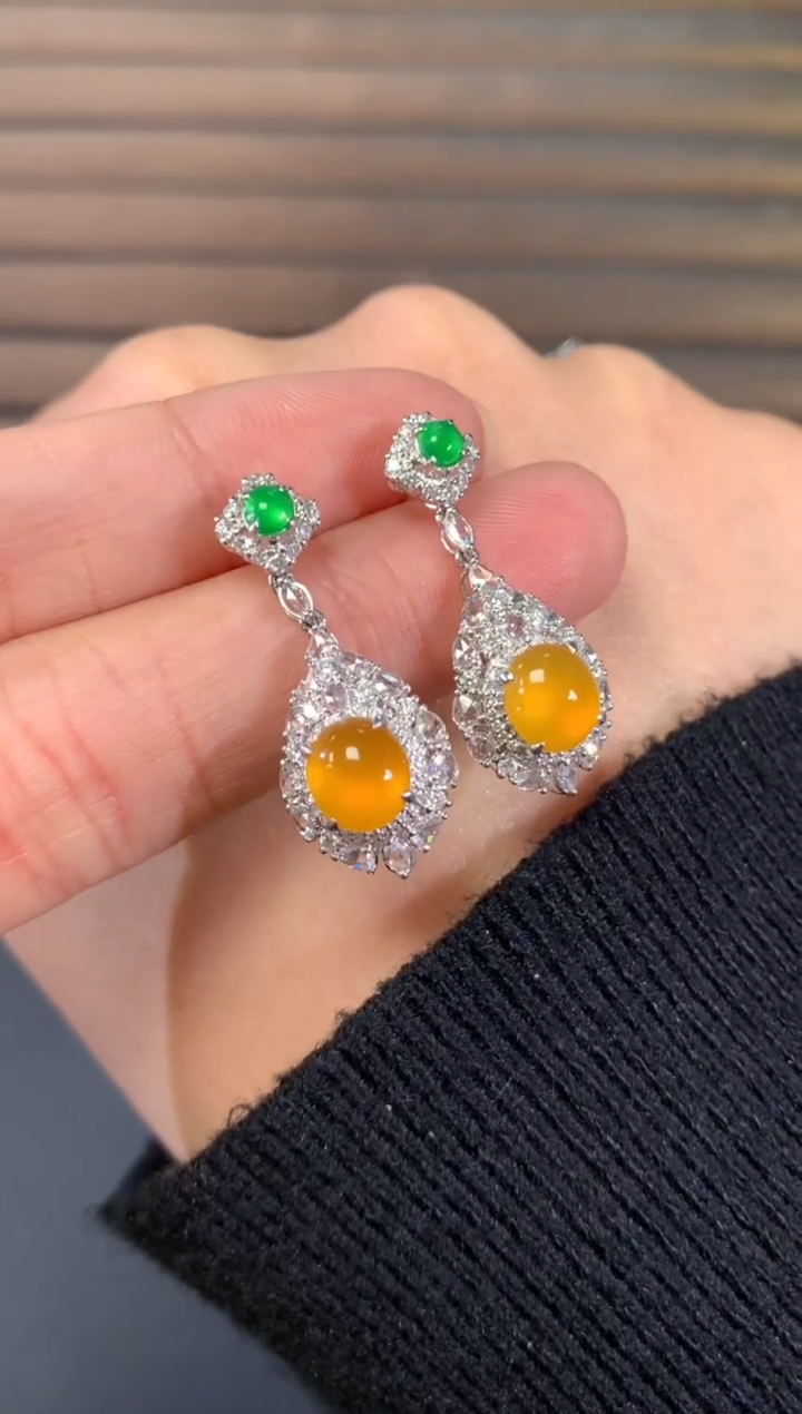 【闪购商品】翡翠耳饰18K金镶嵌A635|19800