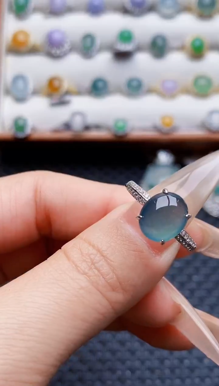 银S925镶嵌戒指翡翠9169