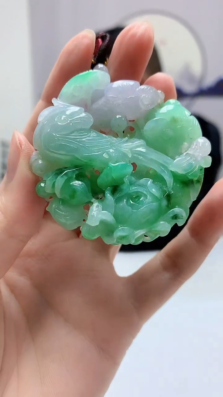 【闪购商品】定制翡翠未镶嵌4969zm-毛货挂件凤凰160
