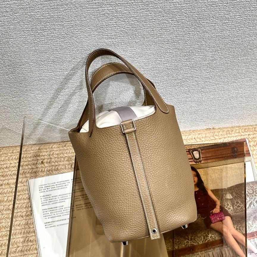 99新 Hermes/爱马仕 大象灰银扣菜篮子18 Y刻