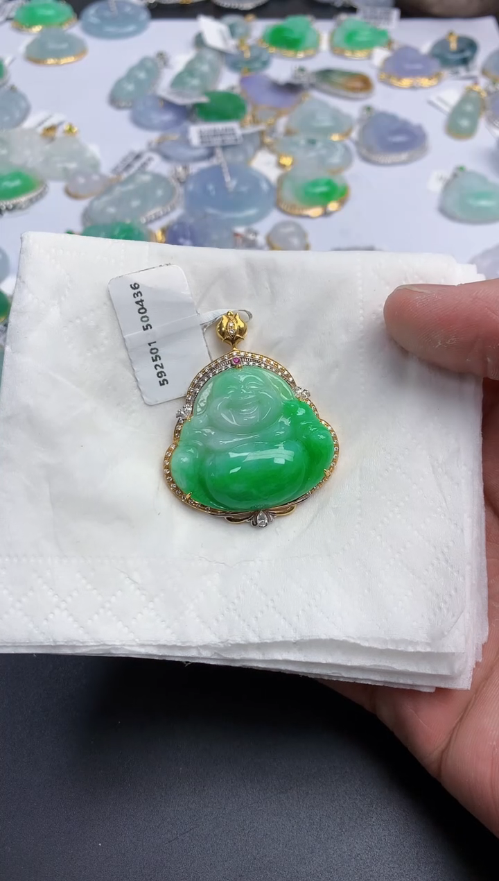 【闪购商品】翡翠颈饰18K金镶嵌天然缅甸翡翠A货