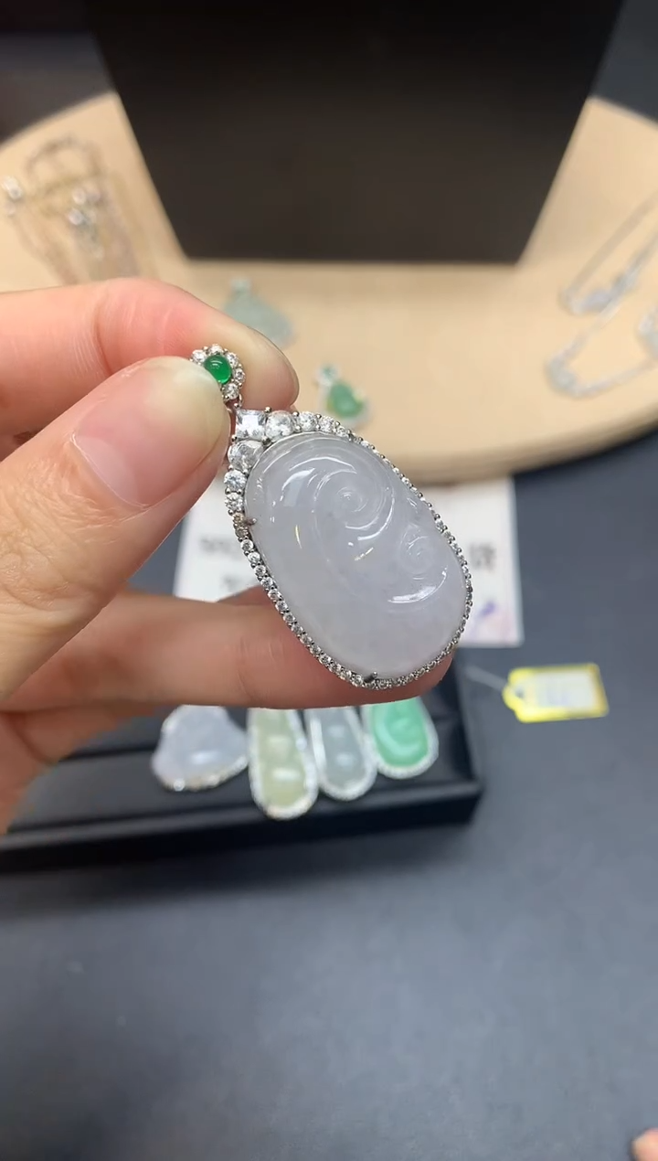 【闪购商品】翡翠吊坠(不含链)银S925镶嵌如意【多样性发其一】