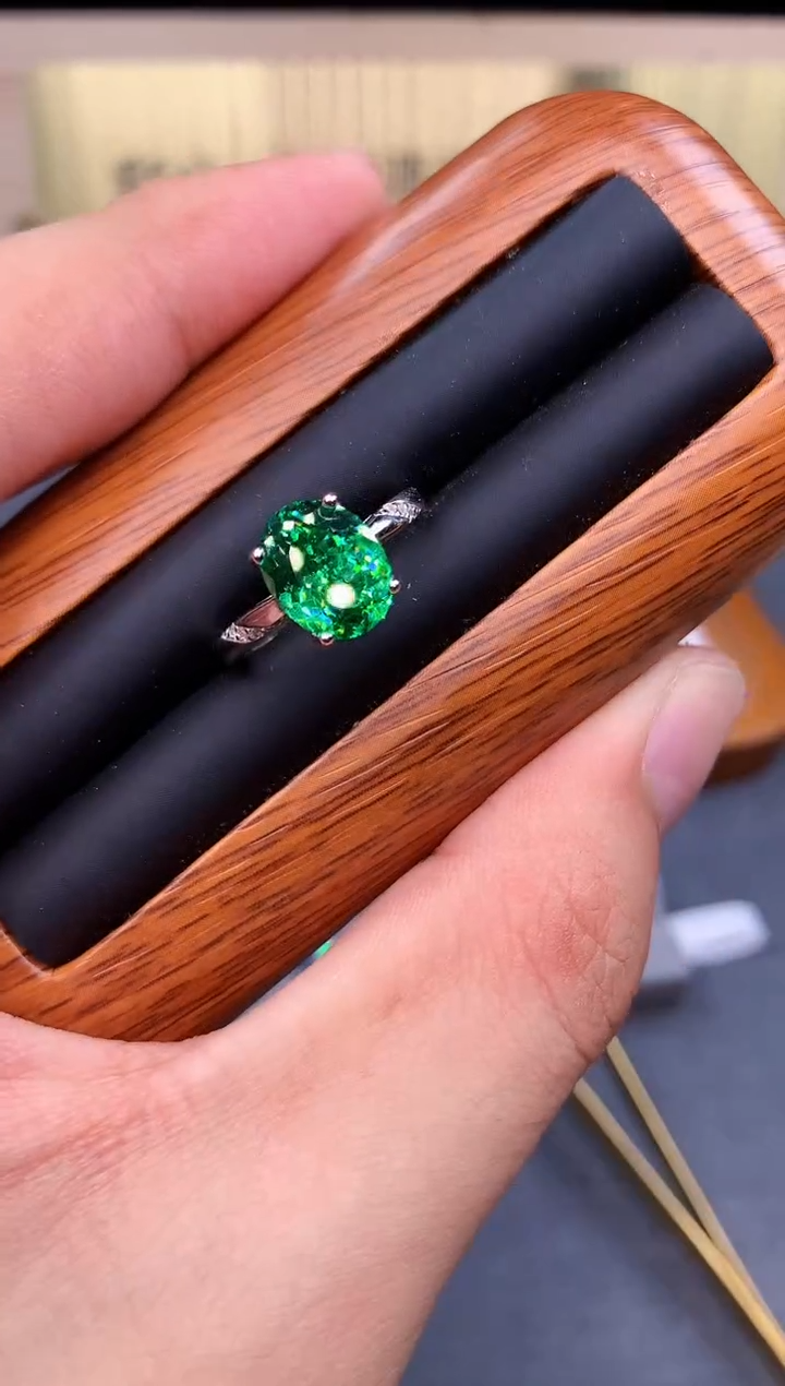 绿色碧玺戒指银S925镶嵌4532
