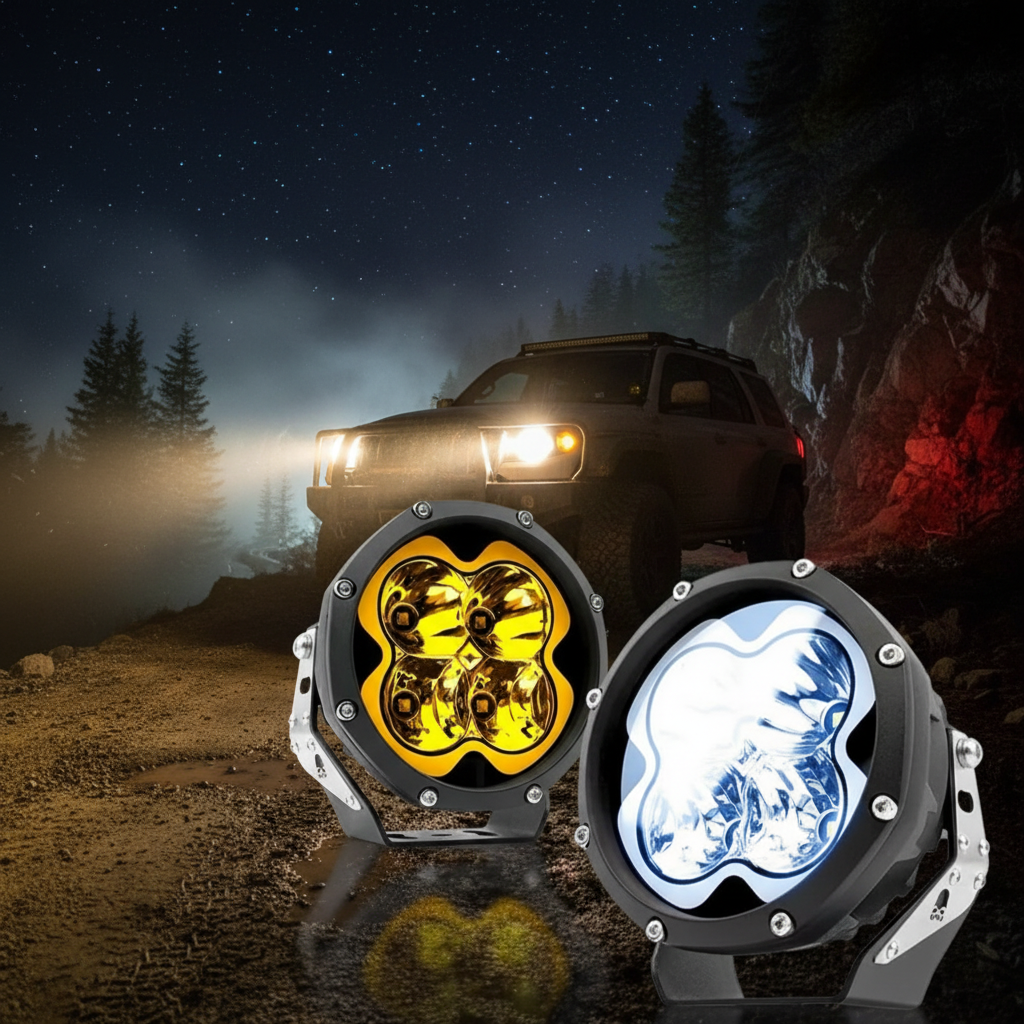 5寸四叶草火环系列100W射灯越野车A柱前杠LED射灯