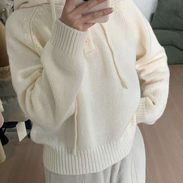 连帽韩版插肩袖羊毛毛衣