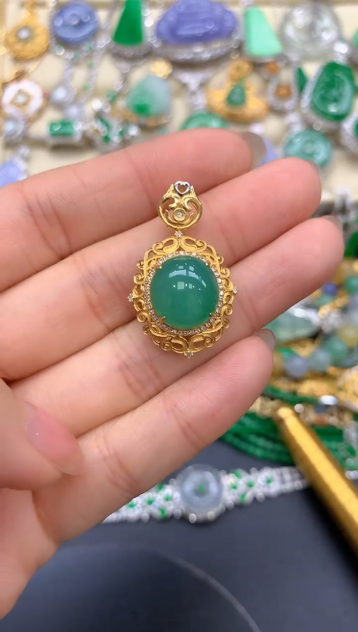 【闪购商品】翡翠颈饰18K金镶嵌458-中国好珍宝