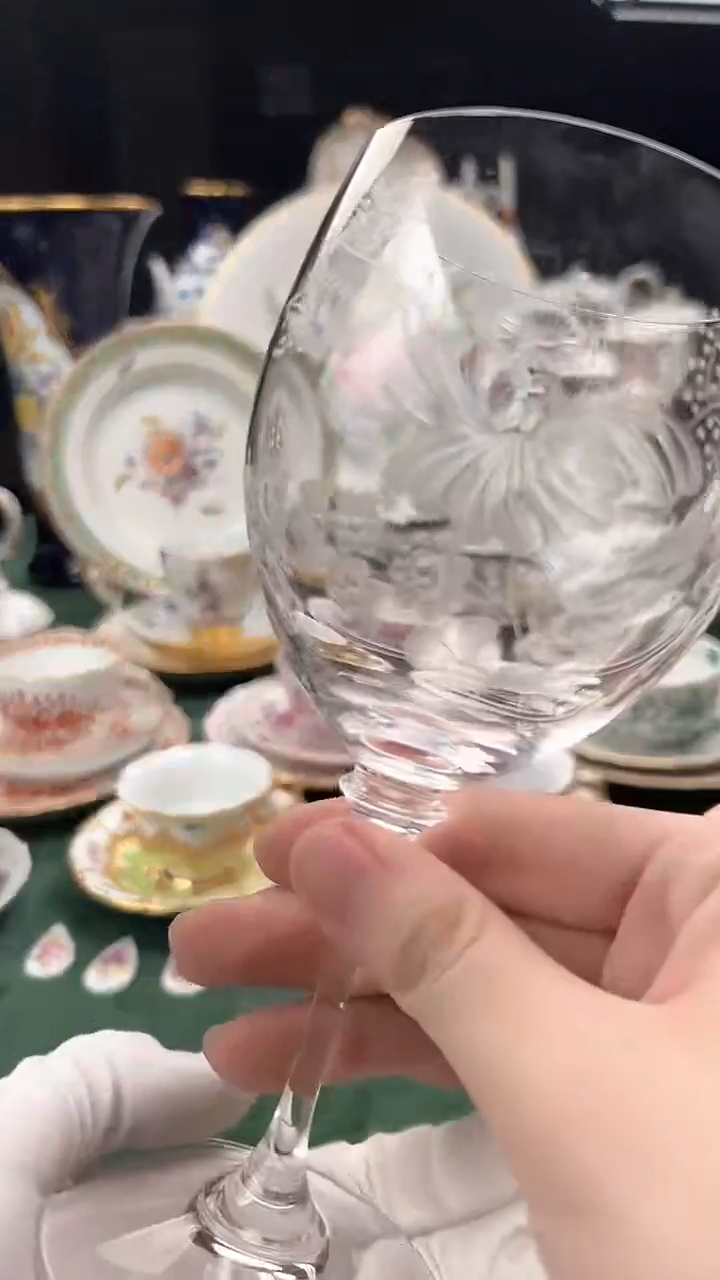 欧瓷梅森特殊款水晶红酒杯水仙花