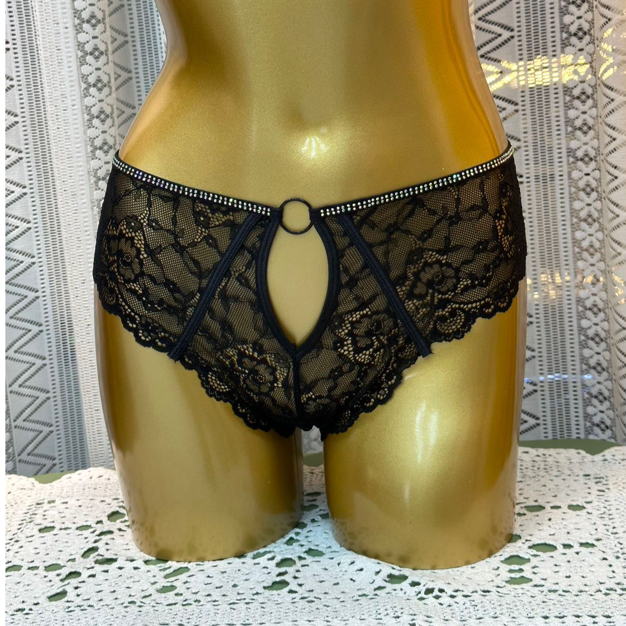 xarifa新款烫钻性感蕾丝女士三角内裤镂空诱惑C19