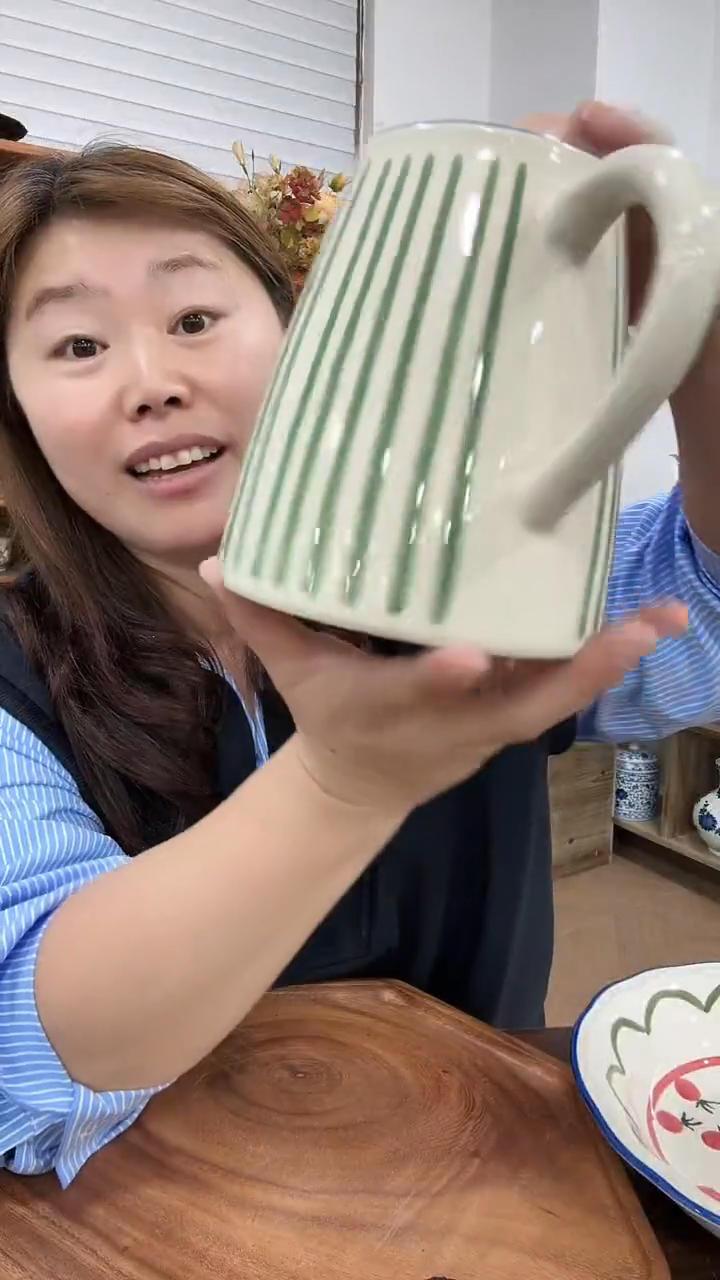 陶oka绿色条纹凉水壶