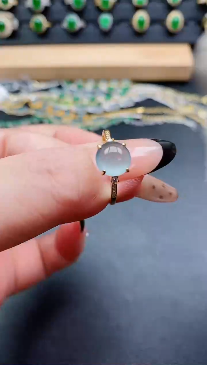 银S925镶嵌戒指翡翠1