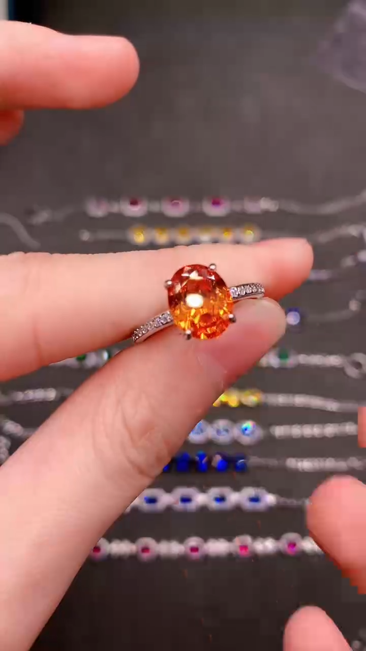 【闪购商品】彩色蓝宝石戒指银S925镶嵌.....