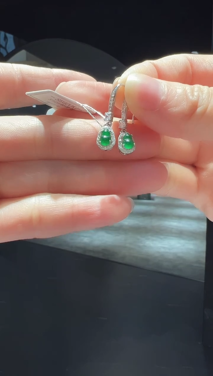 【闪购商品】翡翠耳饰银S925镶嵌32】