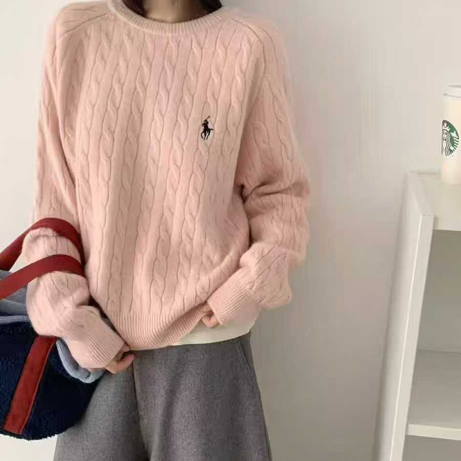 （G740）新款大码经典麻花圆领毛衣女宽松套头针织衫纯色显瘦打底衫