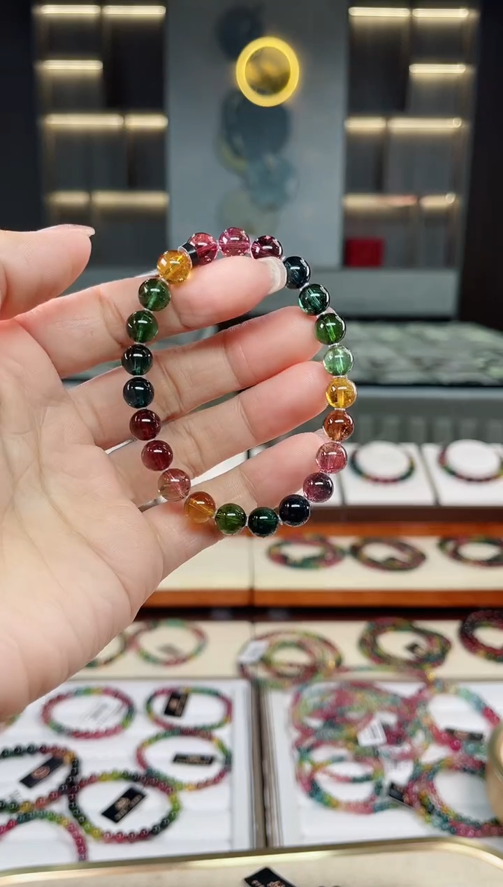 未镶嵌老矿碧玺单圈手串7mm+碧玺多样性发一条T