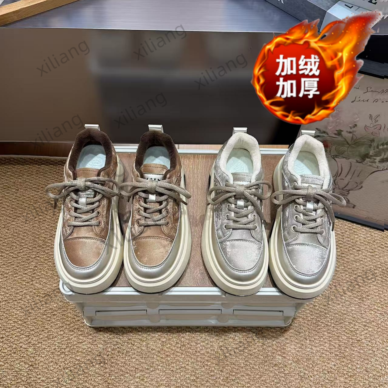 【复古甜心】加绒小白鞋女鞋2025秋冬爆款板鞋女百搭小白鞋K08-M