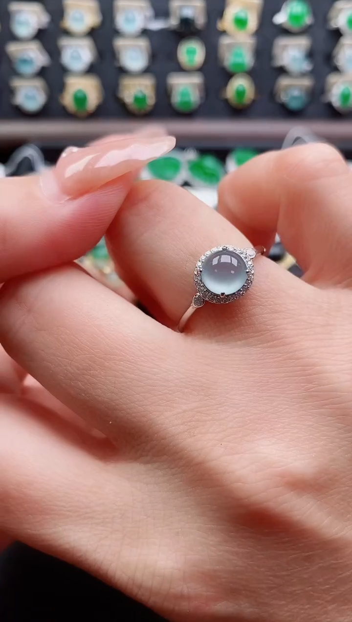 银S925镶嵌戒指翡翠1