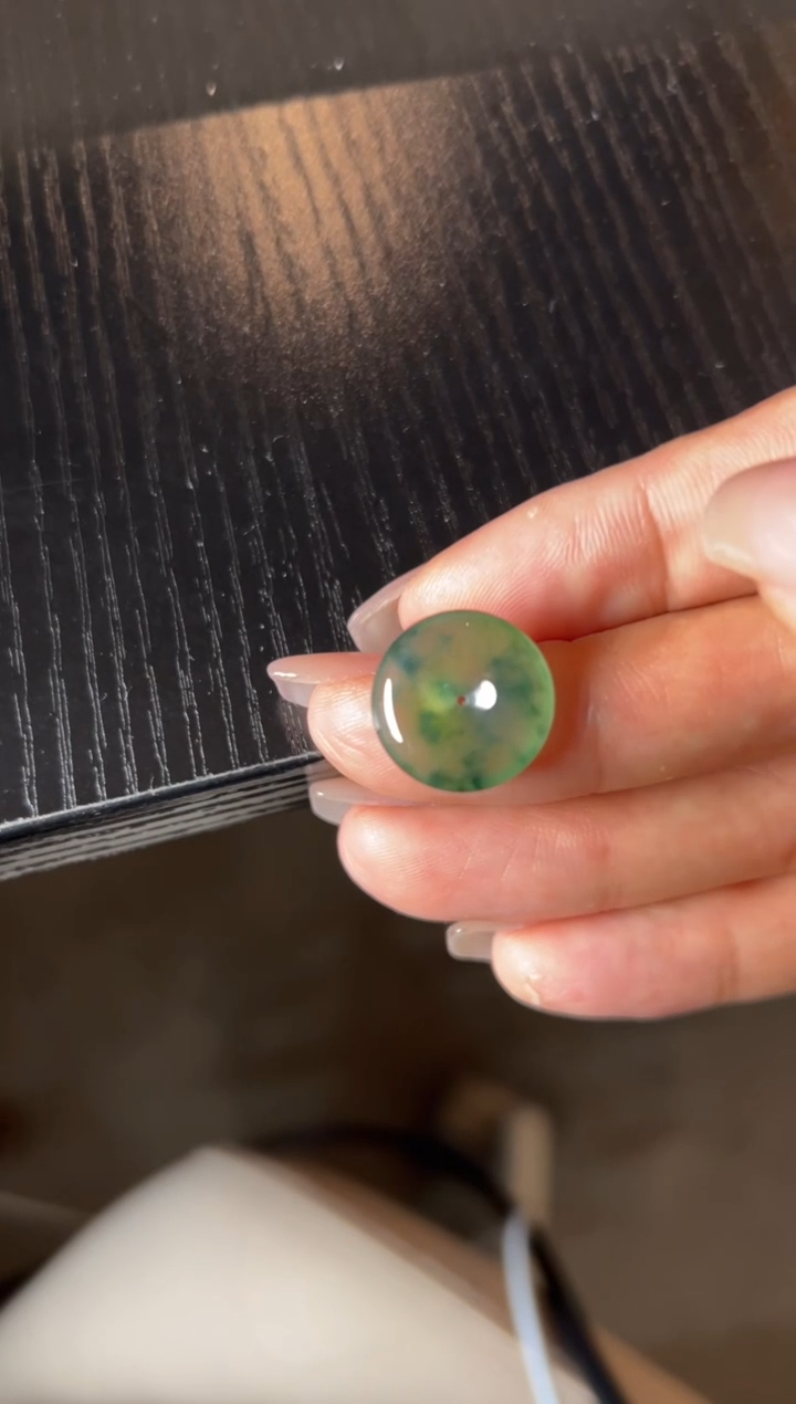 【闪购商品】定制翡翠未镶嵌飘花平安扣2600+260-wwe114