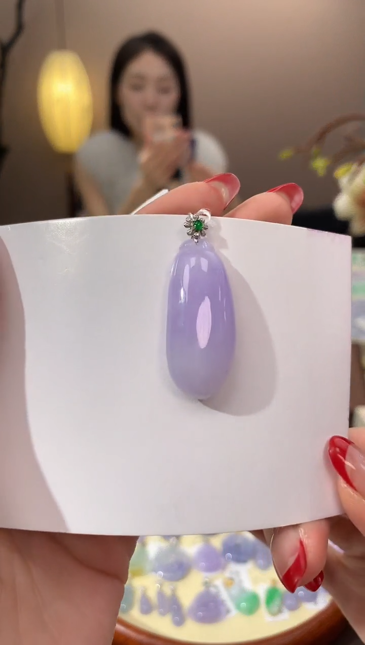 【闪购商品】翡翠颈饰18K金镶嵌天然缅甸a货翡翠