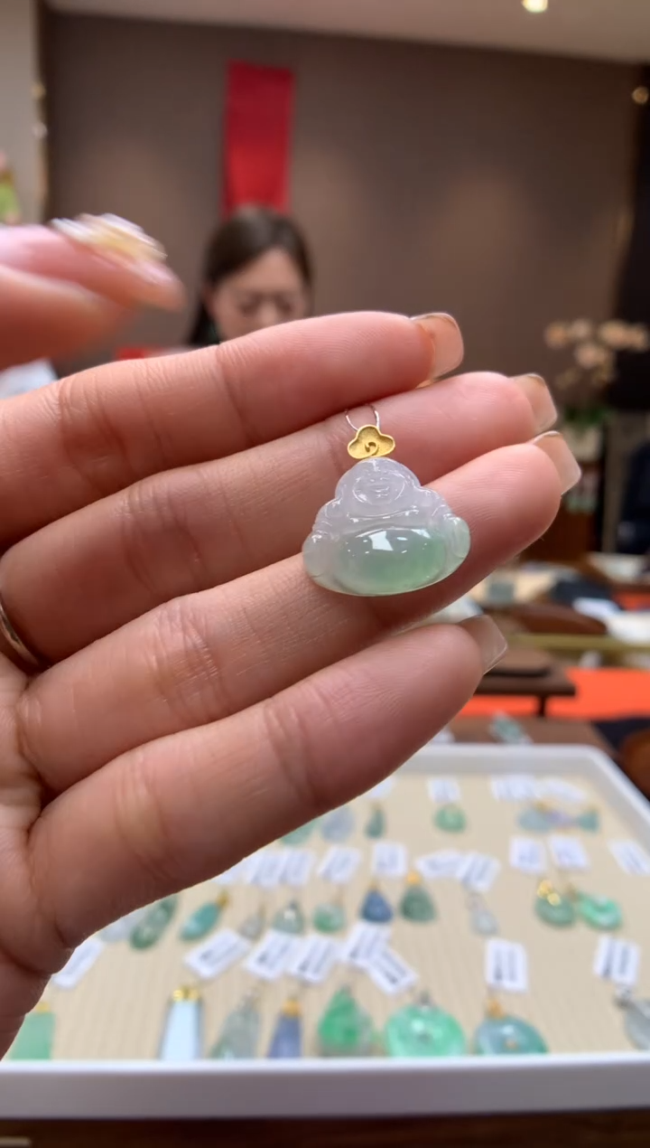 【闪购商品】翡翠颈饰18K金镶嵌佛公