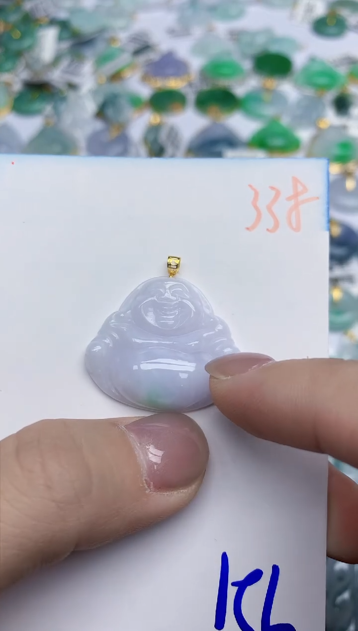 【闪购商品】翡翠挂件18K金镶嵌天然翡翠A货