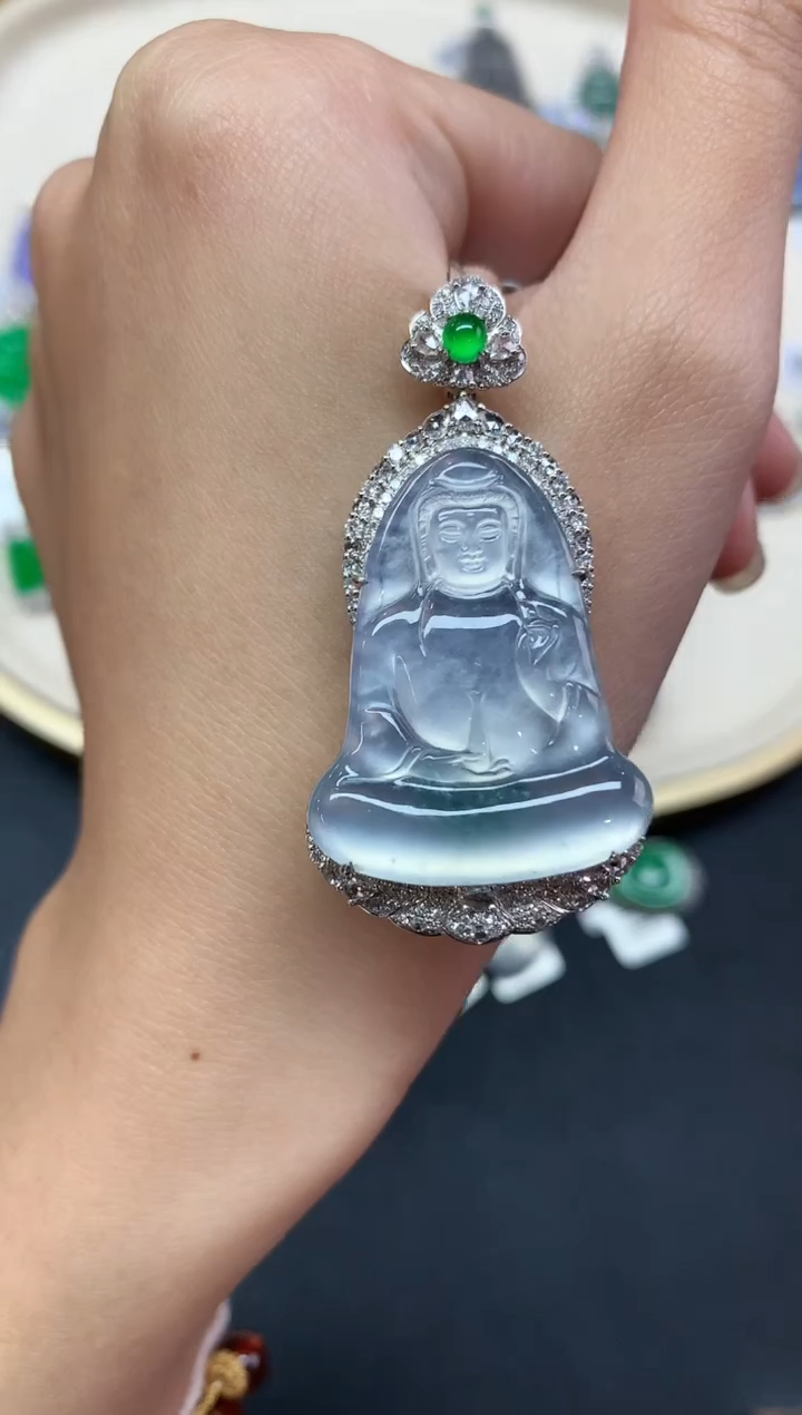 【闪购商品】翡翠吊坠(不含链)18K金镶嵌吊坠A466|48000