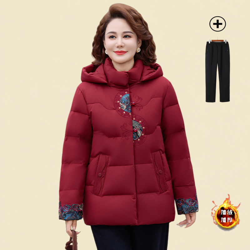 2025年奶奶冬装加绒加厚棉袄保暖妈妈棉服老太太冬季棉衣衣服外套