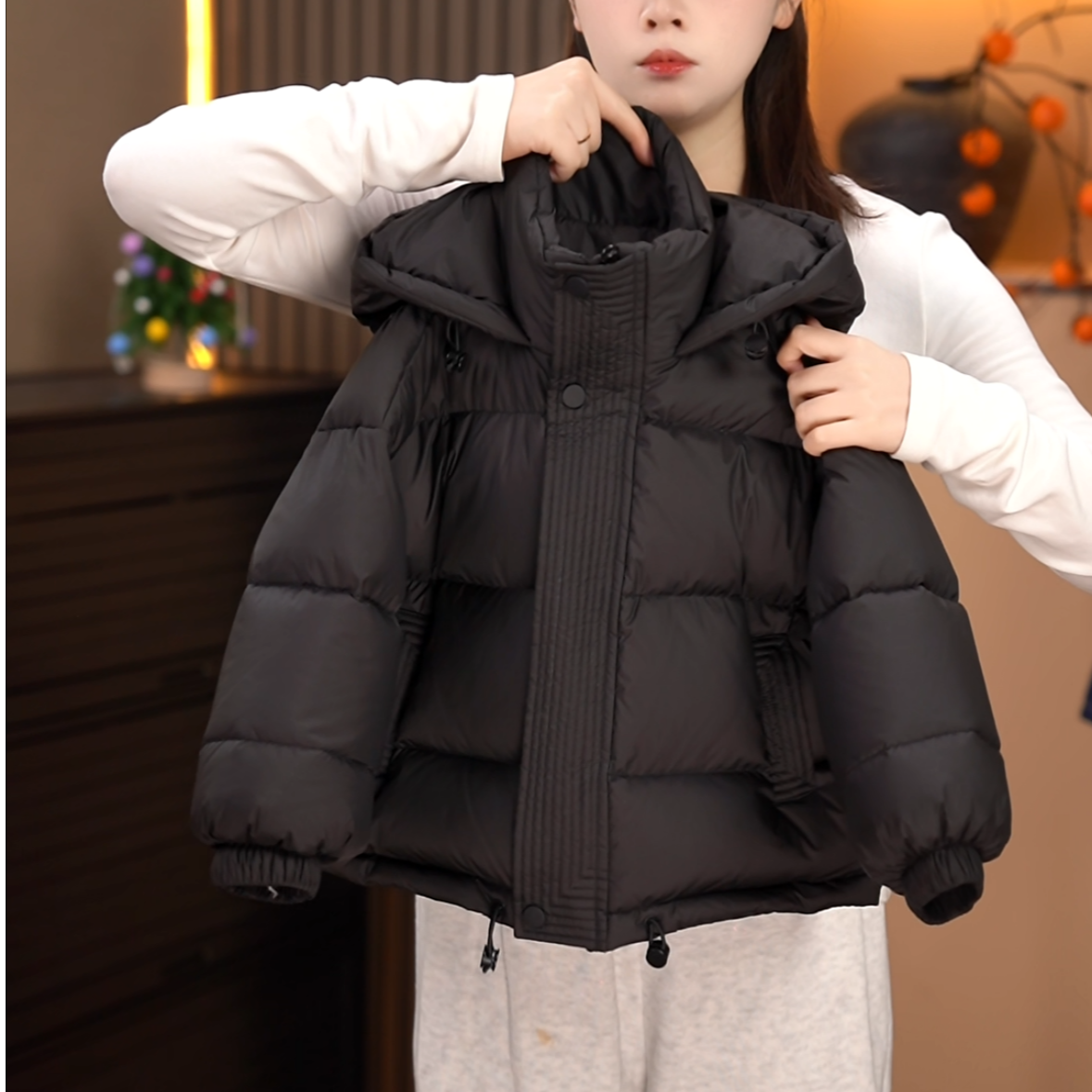 【小里物】 现货48H  2025款儿童韩版时尚加厚连帽白鸭绒羽绒服