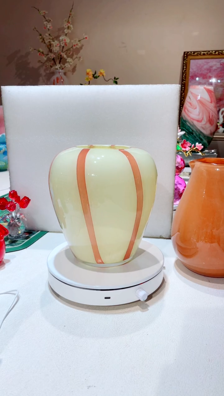 【闪购商品】琉璃手工艺品奶油黄热气球花瓶 微瑕