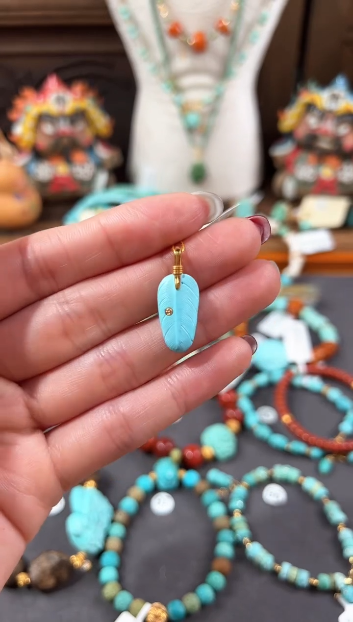 【闪购商品】绿松石提溜18K金镶嵌绿松石提溜