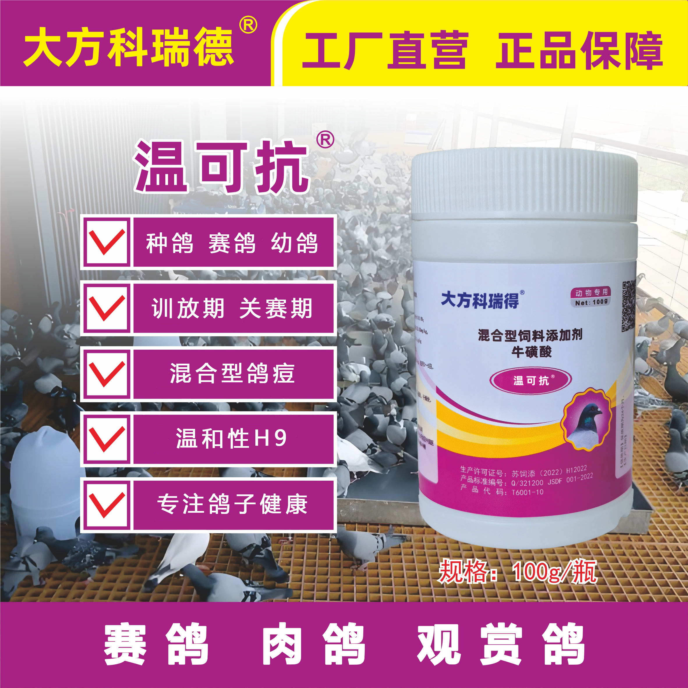 大方科瑞得温可抗各种鸽子可用歪头歪脖甩食稀绿便鹦鹉鹦鹉宠物