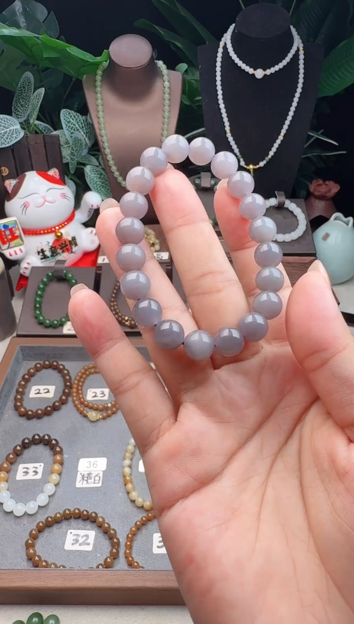 未镶嵌手串和田玉精品10m青海野牛沟烟紫手串