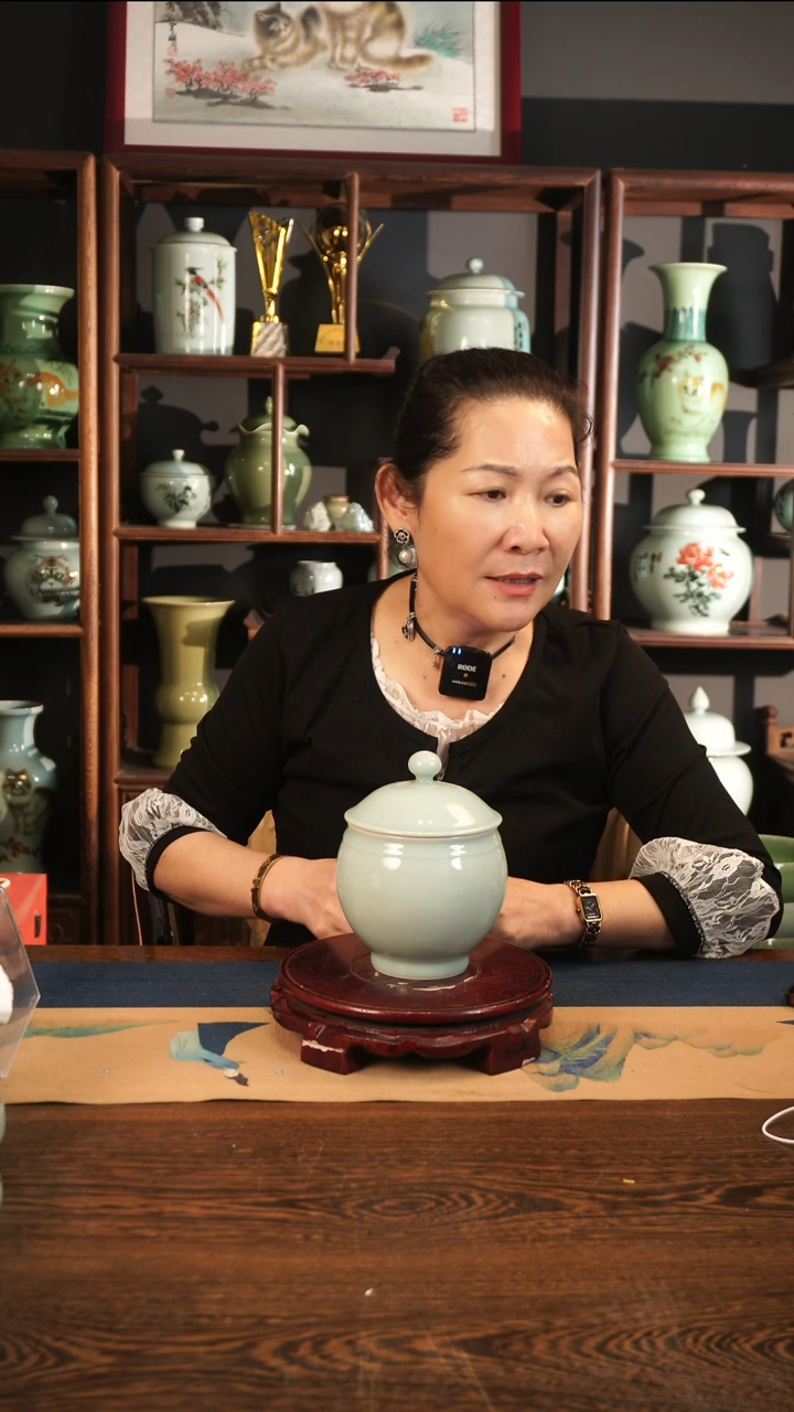 纯手工 粉青 小盖罐