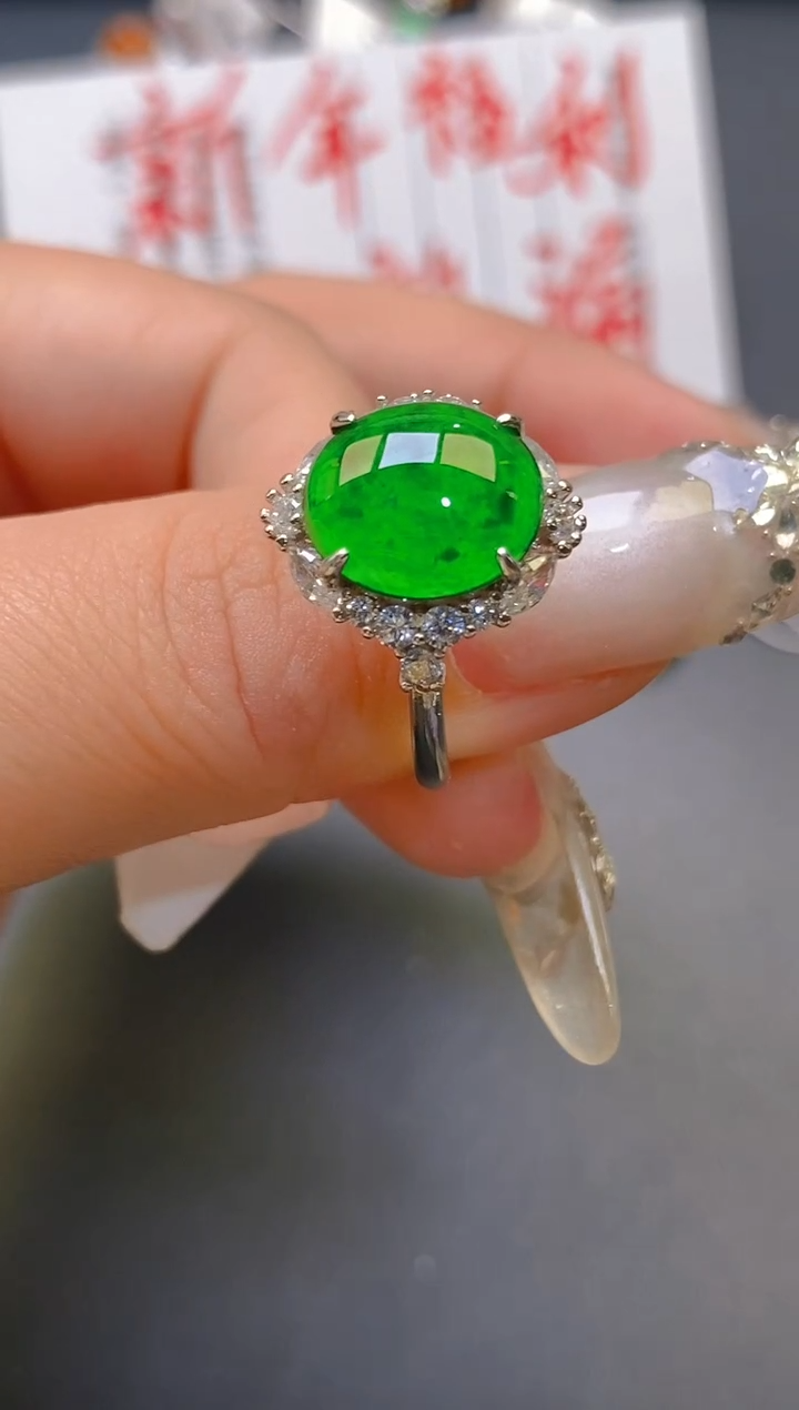 【闪购商品】翡翠耳饰银S925镶嵌天然A货翡翠1