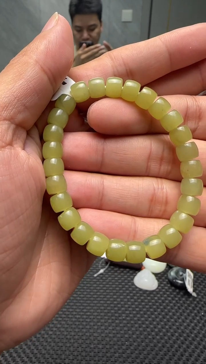 未镶嵌手串和田玉若羌黄口手串卡6x8