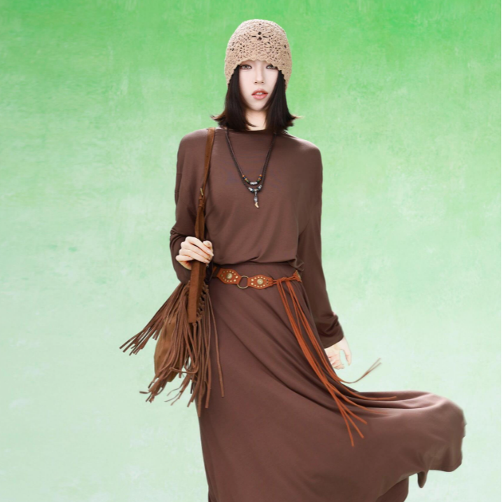 哥弟春夏新款瑰宝系列简约百搭休闲舒适松弛感圆领长袖T恤130066