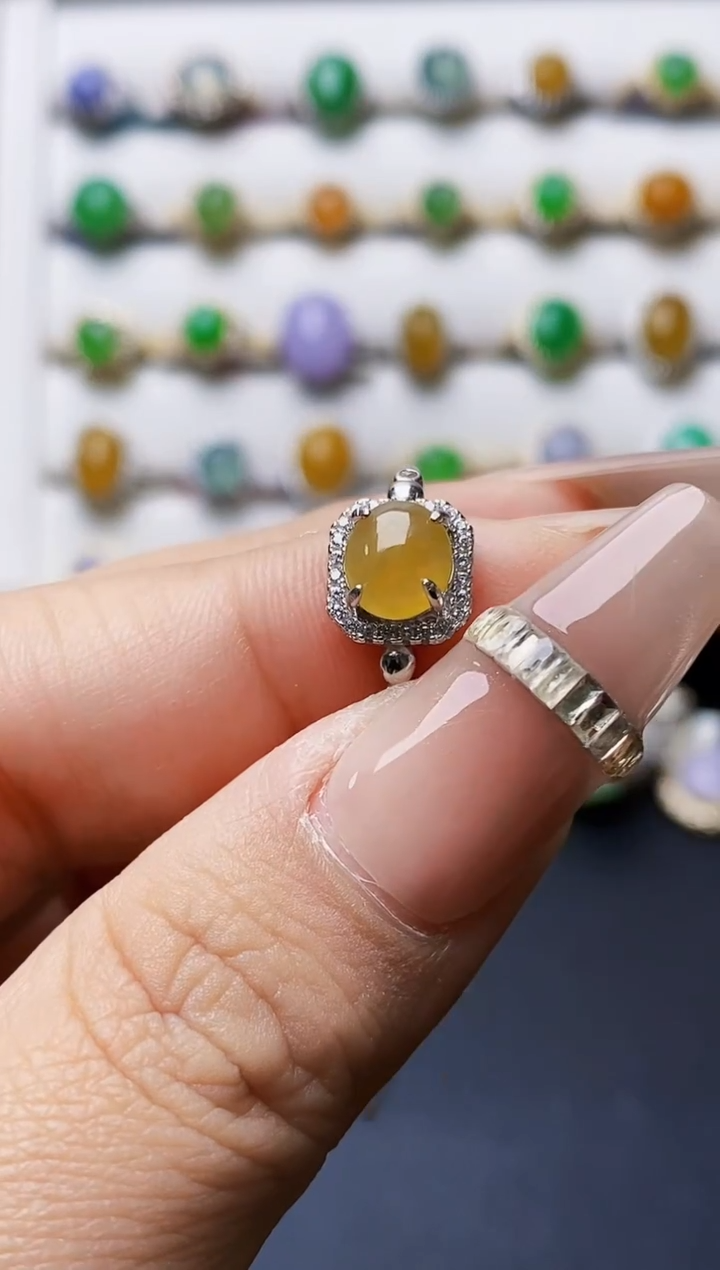 银S925镶嵌戒指翡翠4477