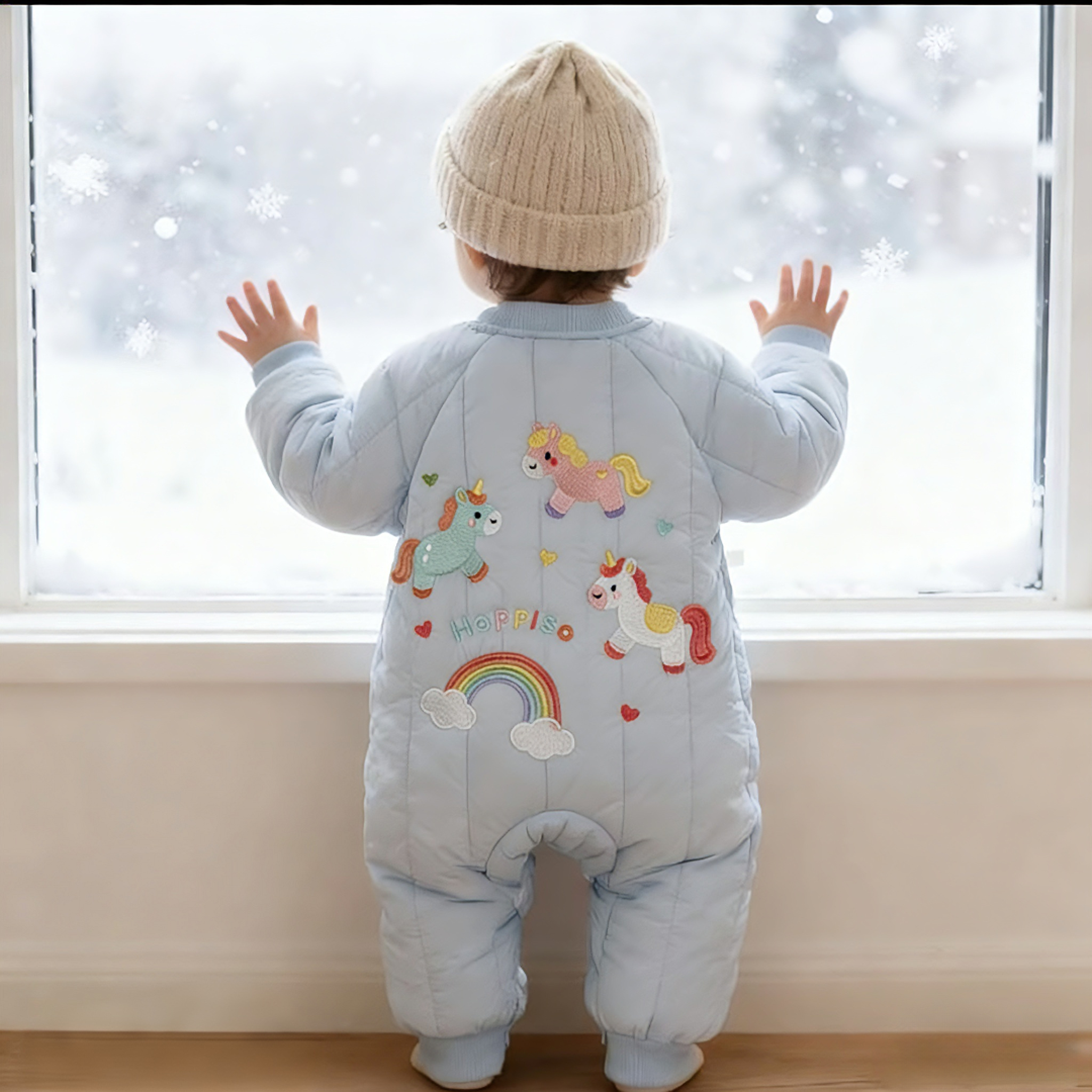 A类婴儿棉服加绒连体衣秋冬季宝宝儿童加厚保暖哈衣爬服