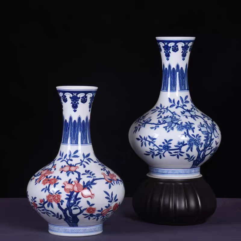 景德镇陶瓷器青花瓷花瓶仿古客厅装饰工艺品摆件家居贺寿客厅玄关