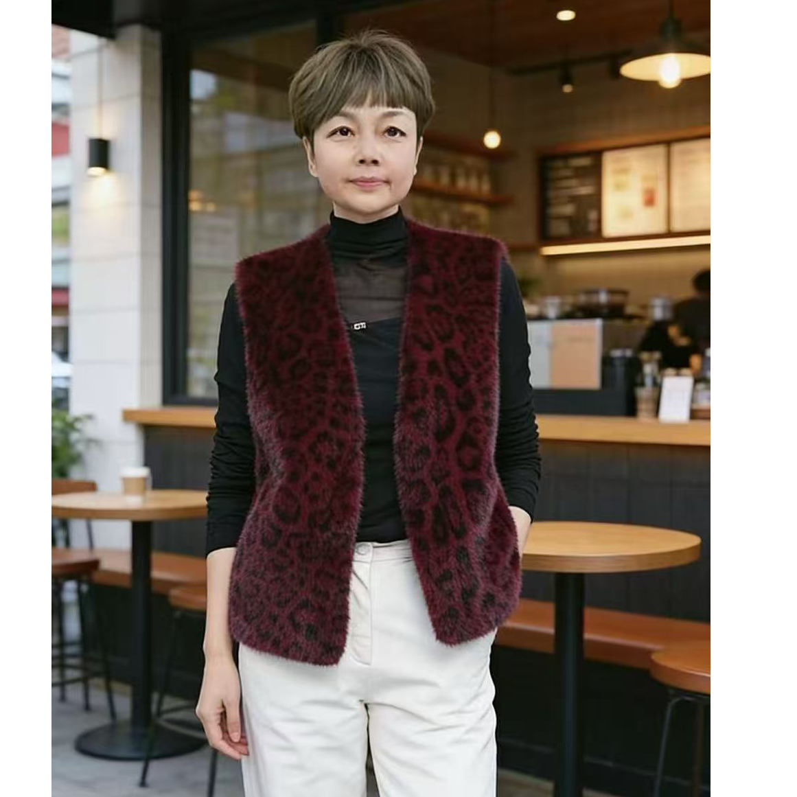 （雪兰貂）春秋冬 外套厚款时尚百搭女士气质款韩版轻奢马甲