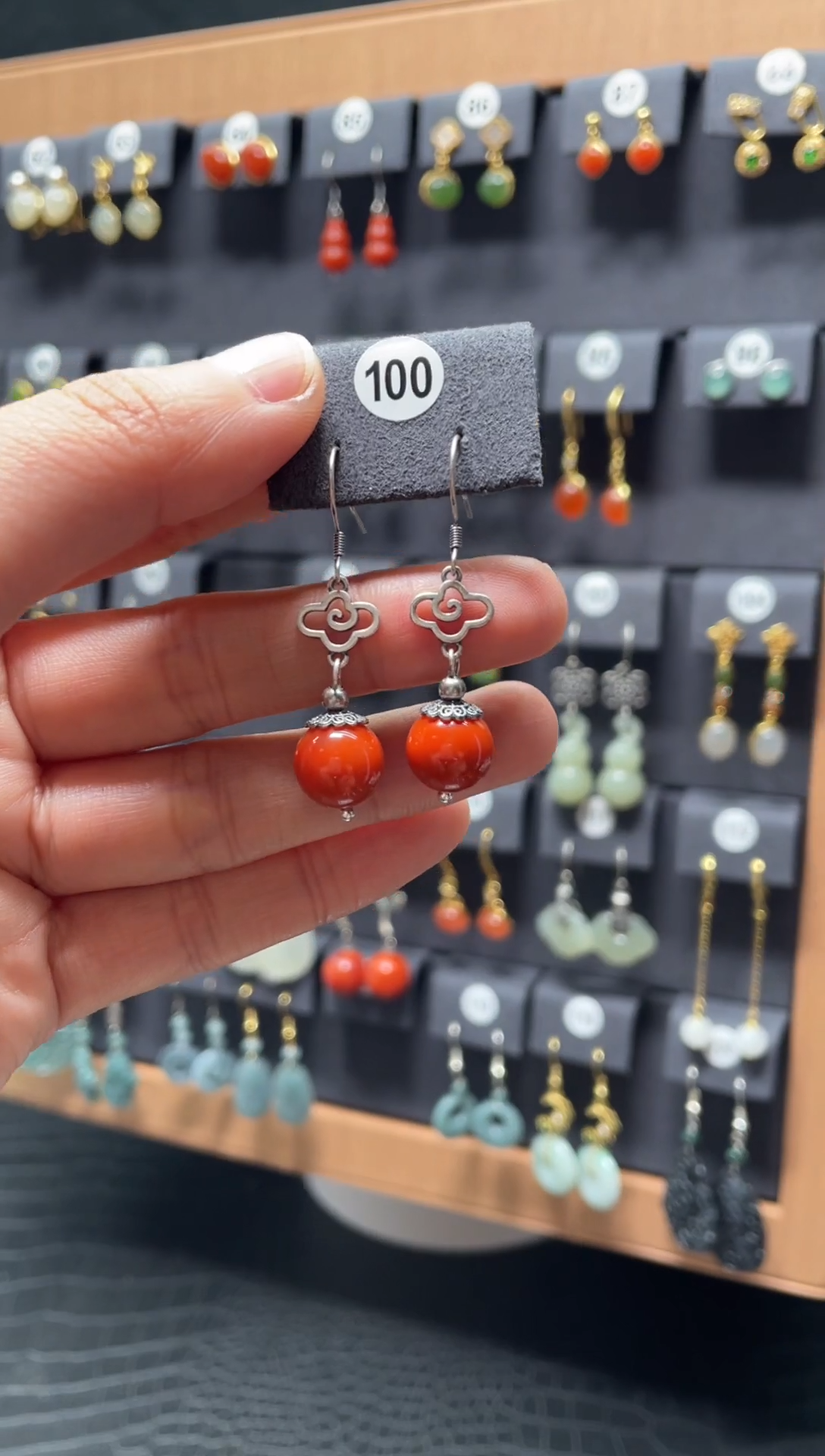 【闪购商品】南红玛瑙耳饰银S925镶嵌0100