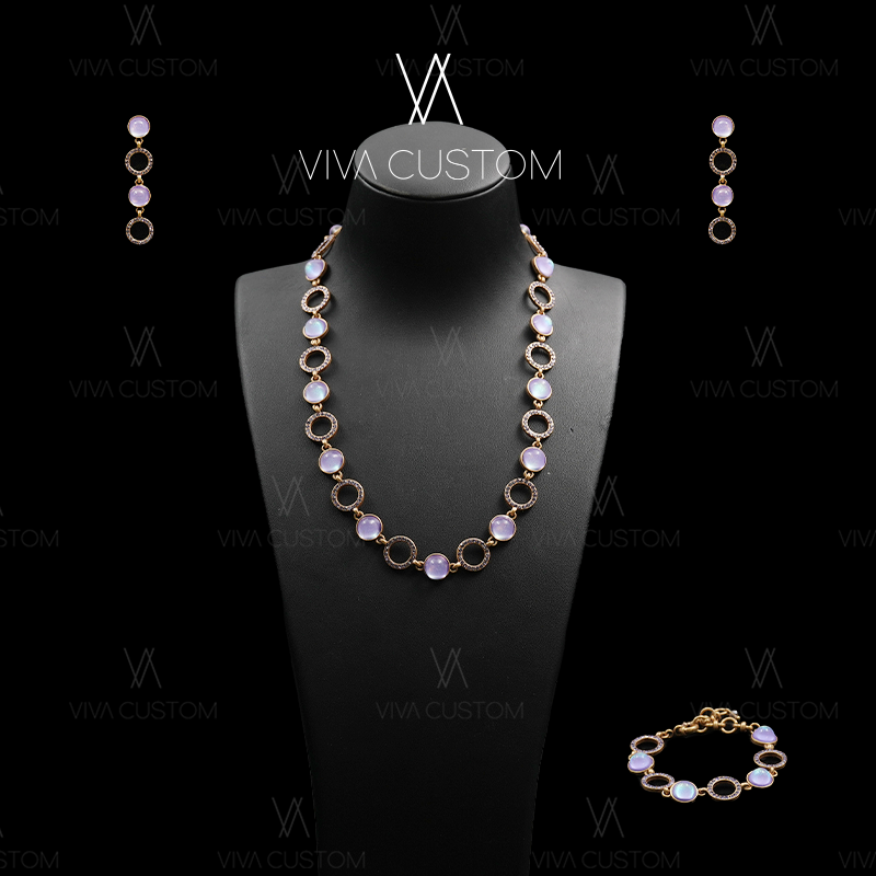 铜合金莫桑石耳饰 昨日重现系列 简约渐变圆环套装✓项链手链耳钉