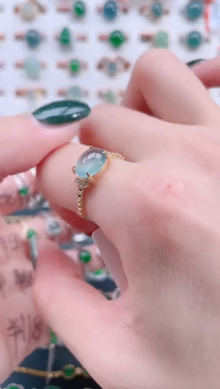 银S925镶嵌戒指翡翠天然翡翠