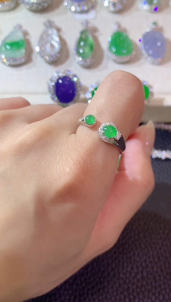 【闪购商品】翡翠戒指18K金镶嵌C10多样性发一件