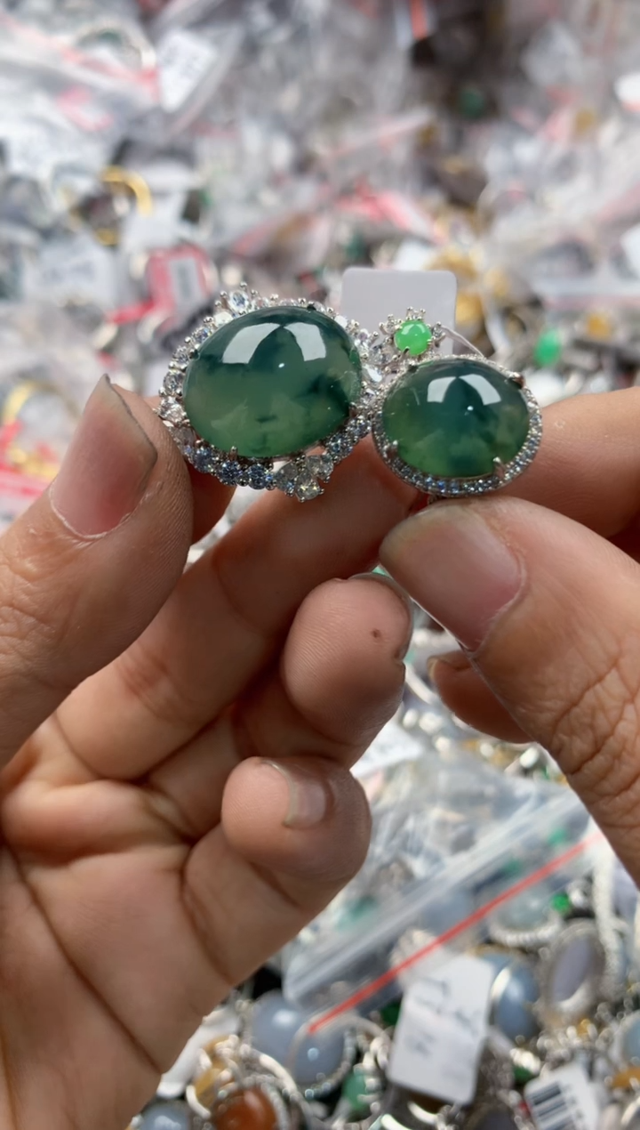 银S925镶嵌戒指翡翠11-11---5