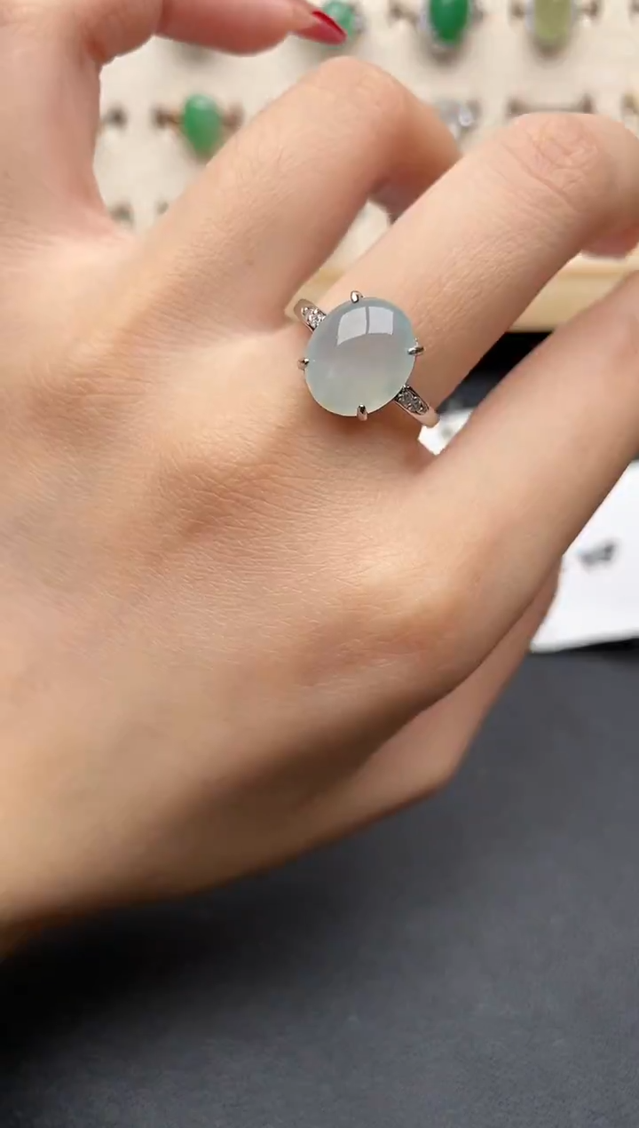 【闪购商品】翡翠戒指银S925镶嵌一物一证一礼盒